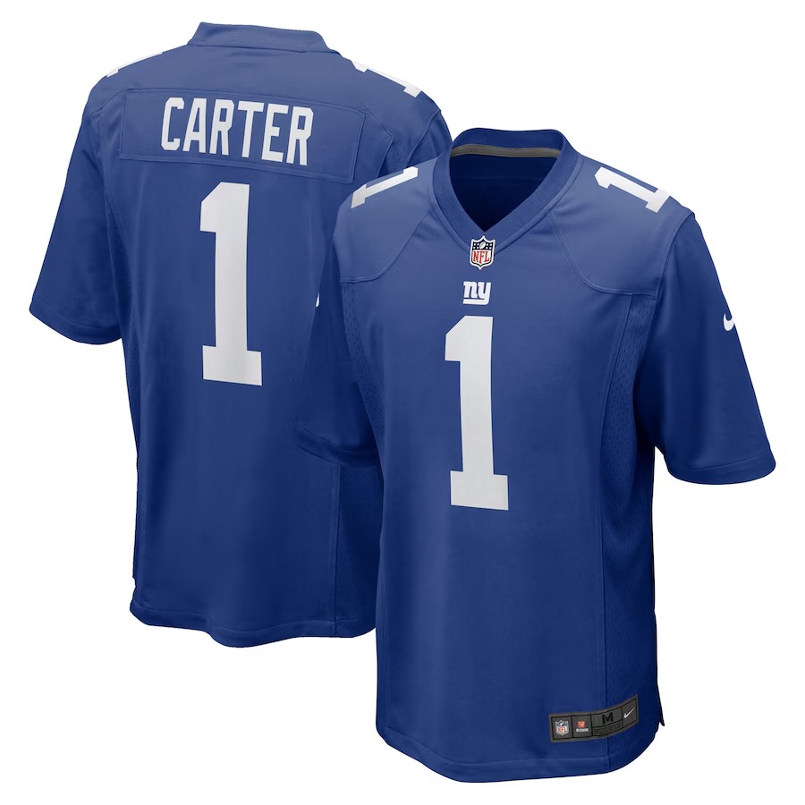 Men's New York Giants Abdul Carter Nike Royal 2025 NFL Draft First Round Pick Game Jersey