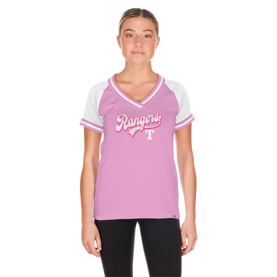 Women's Texas Rangers New Era Light Pink Gameday V-Neck T-Shirt