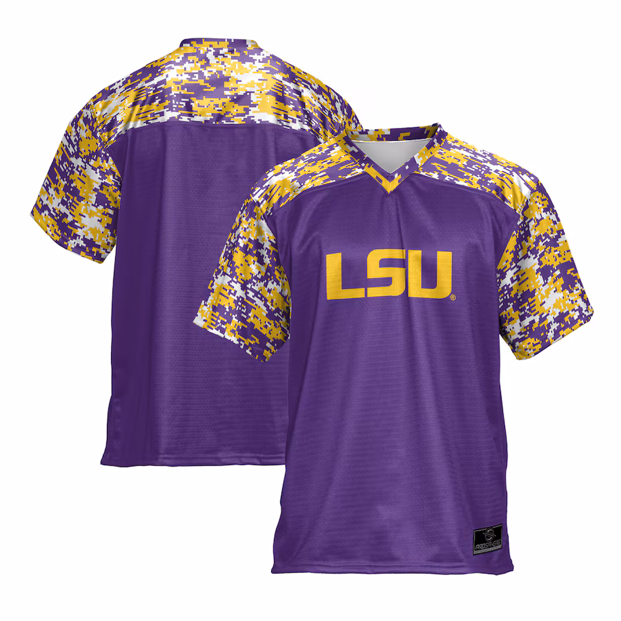 LSU Tigers ProSphere Camo Football Jersey - Purple