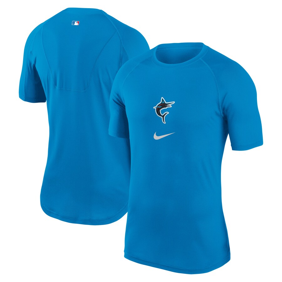 Men's Miami Marlins Nike Blue City Connect Performance Raglan Base Layer Top