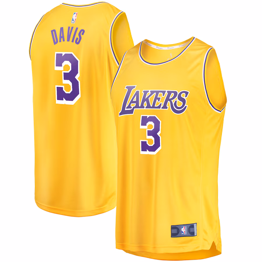 Youth Los Angeles Lakers Anthony Davis Fanatics Gold Fast Break Player Jersey - Icon Edition