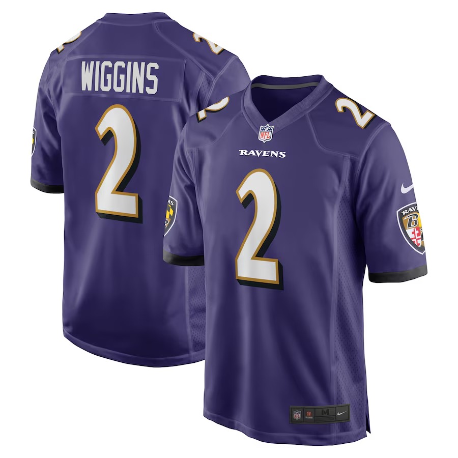 Men's Baltimore Ravens Nate Wiggins Nike Purple 2024 NFL Draft First Round Pick Player Game Jersey