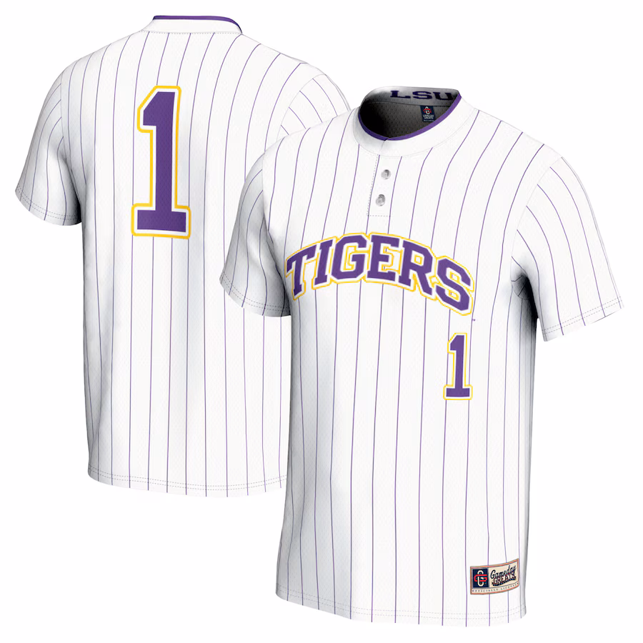 #1 LSU Tigers GameDay Greats Youth Lightweight Softball Jersey - White