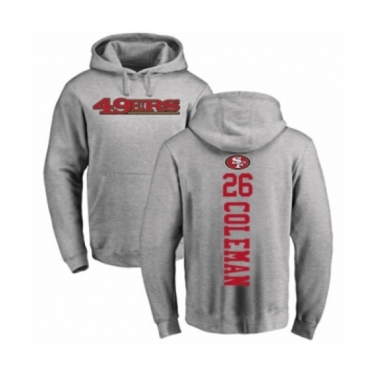 Football San Francisco 49ers #26 Tevin Coleman Ash Backer Pullover Hoodie