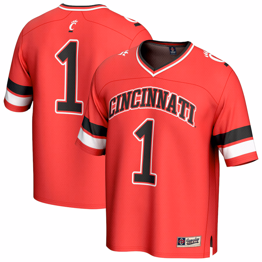 Unisex GameDay Greats #1 Red Cincinnati Bearcats Lightweight Collegiate Football Fashion Jersey