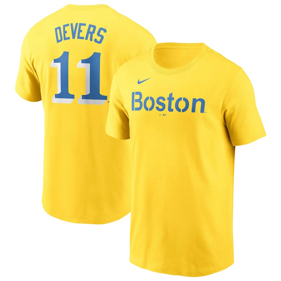 Men's Boston Red Sox Rafael Devers Nike Gold City Connect Fuse Name & Number T-Shirt