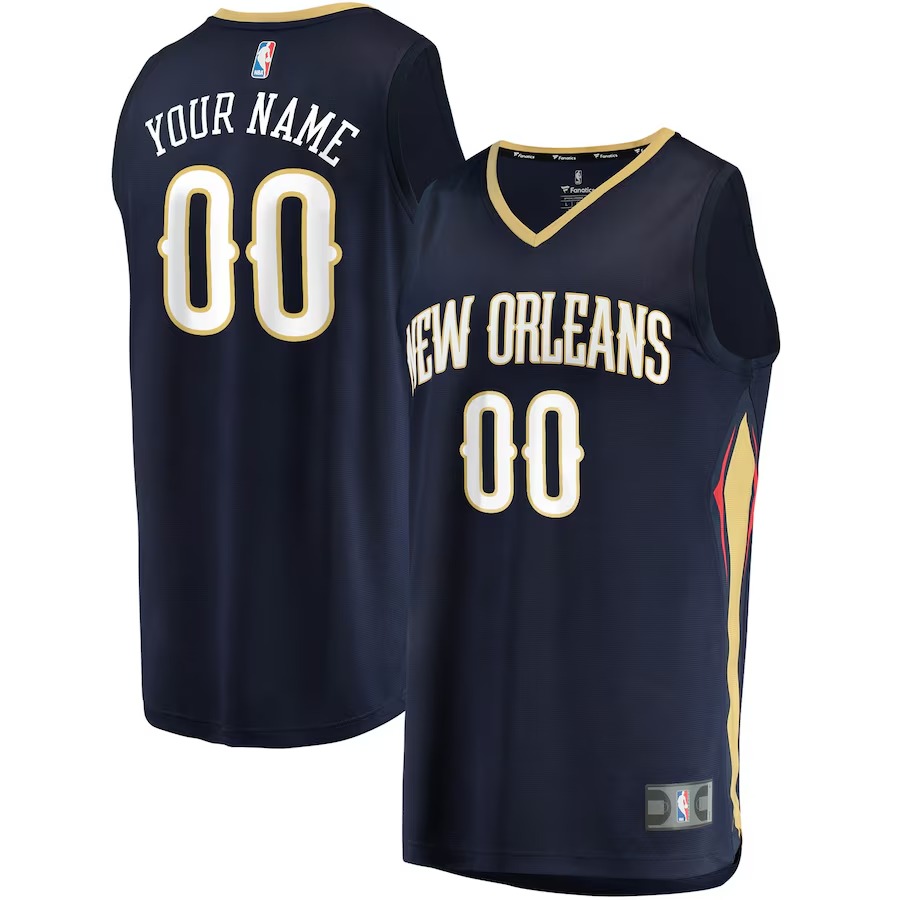 Men's New Orleans Pelicans Fanatics Navy Fast Break Custom Replica Jersey - Icon Edition