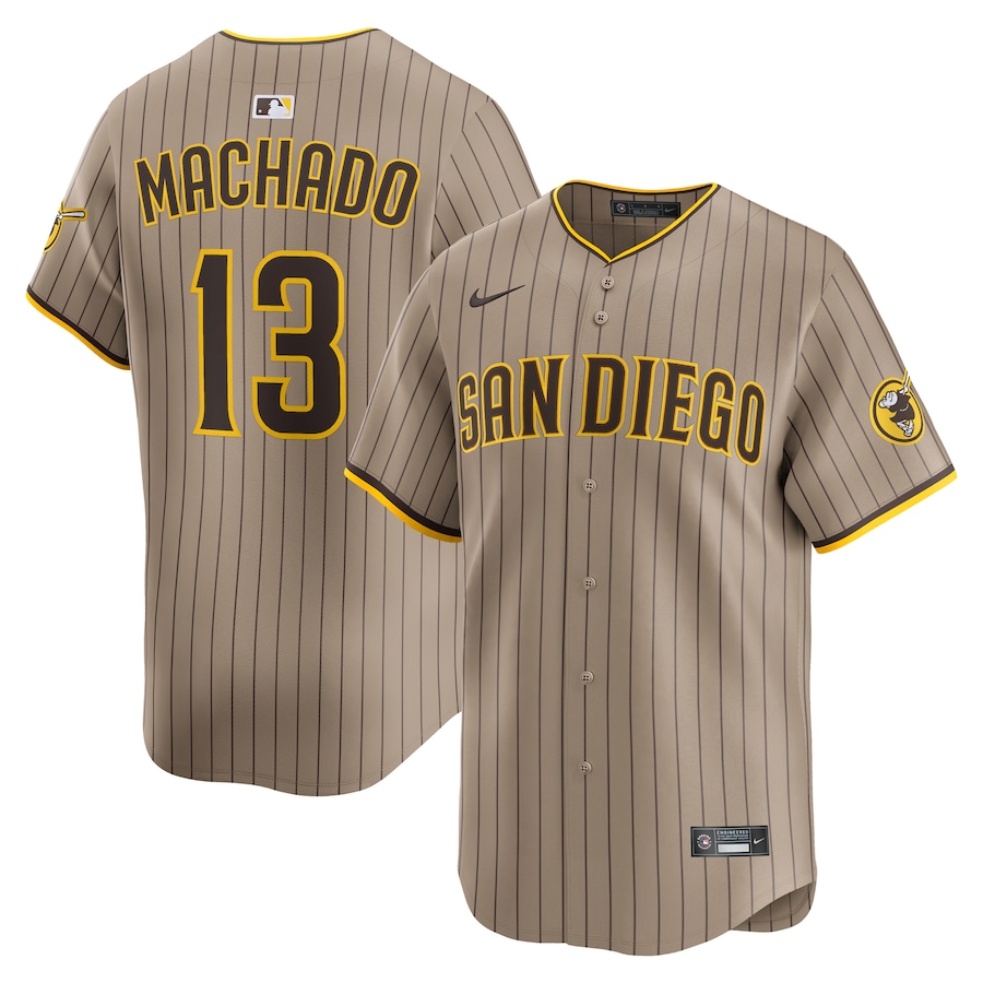 Men's San Diego Padres Manny Machado Nike Khaki Alternate Limited Player Jersey