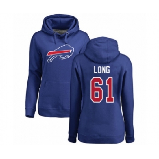 Football Women's Buffalo Bills #61 Spencer Long Royal Blue Name & Number Logo Pullover Hoodie