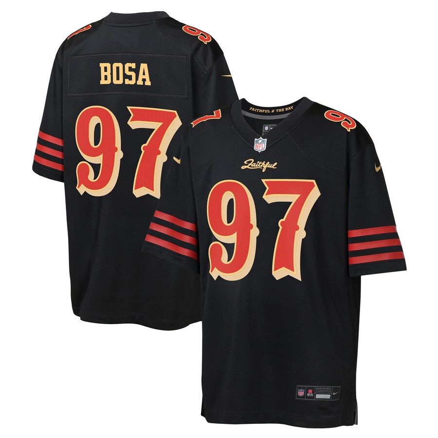 Youth San Francisco 49ers Nick Bosa Nike Black 2025 Rivalries Collection Game Jersey