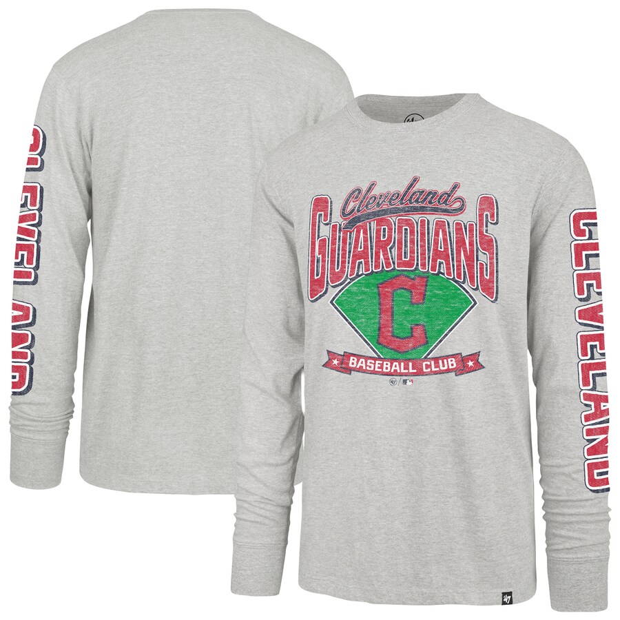 Men's Cleveland Guardians '47 Gray Fair Ball Franklin Long Sleeve T-Shirt