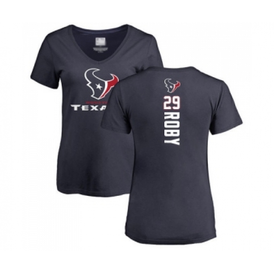 Football Women's Houston Texans #29 Bradley Roby Navy Blue Backer T-Shirt