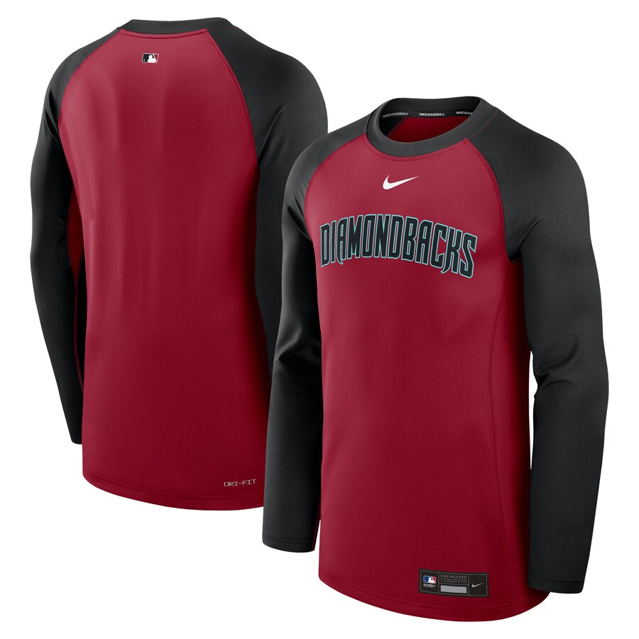 Men's Arizona Diamondbacks Nike Red/Black Authentic Collection Game Time Raglan Performance Long Sleeve T-Shirt