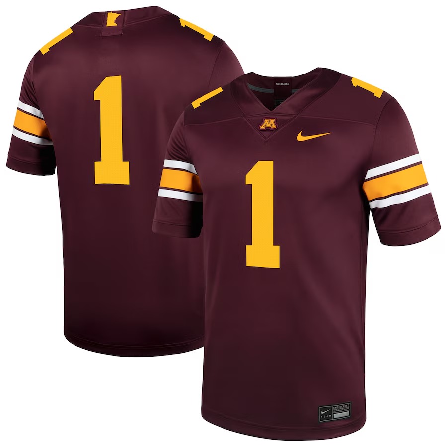 Men's Nike #1 Maroon Minnesota Golden Gophers Untouchable Football Jersey