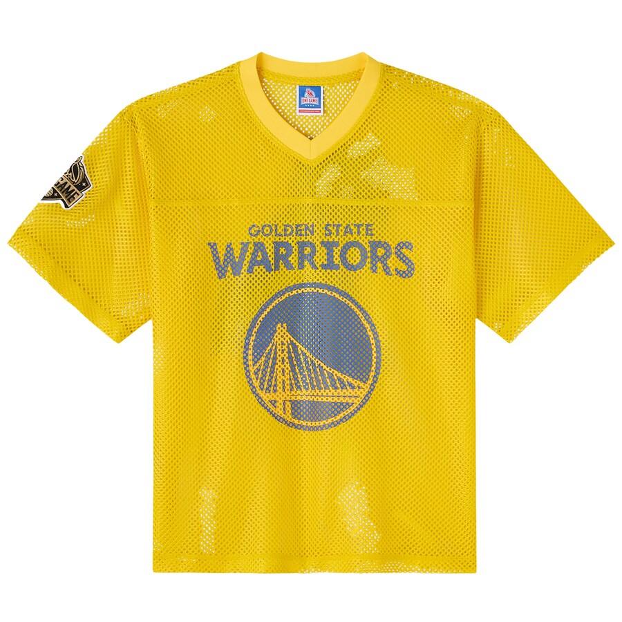 Men's Golden State Warriors OVO x NBA Gold Mesh Football Fashion Jersey