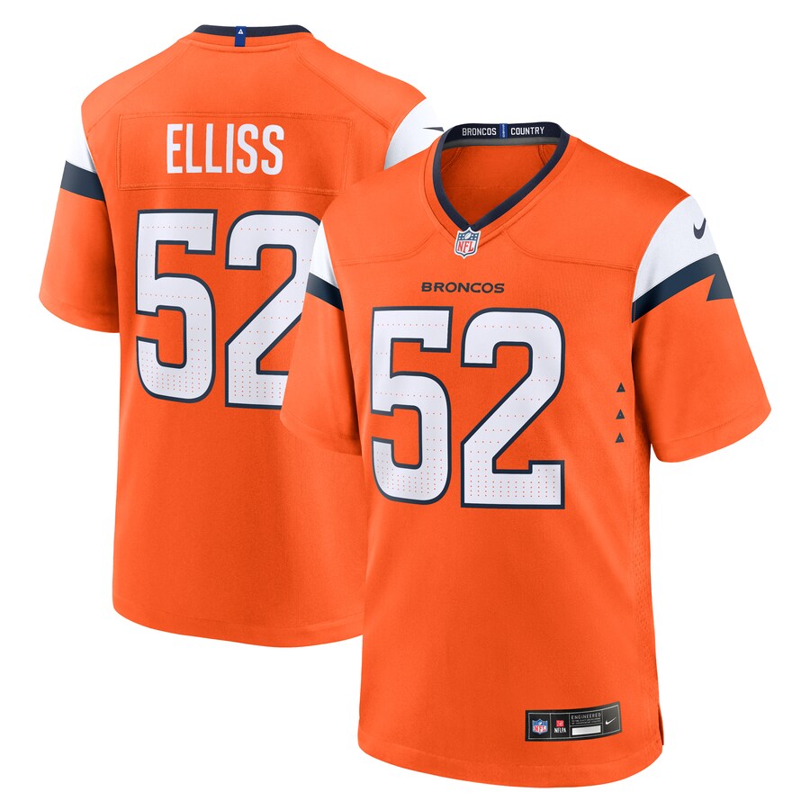 Men's Denver Broncos Jonah Elliss Nike Orange Team Game Jersey