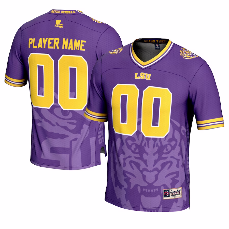 LSU Tigers GameDay Greats Icon Print NIL Pick-A-Player Football Jersey - Purple