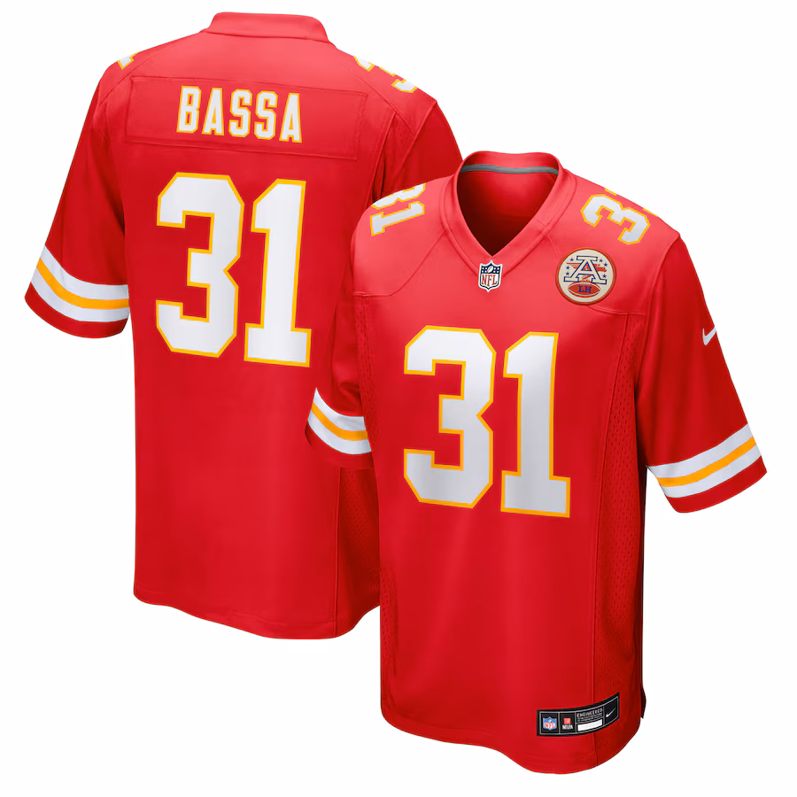 Men's Kansas City Chiefs Jeffrey Bassa Nike Red Team Game Jersey
