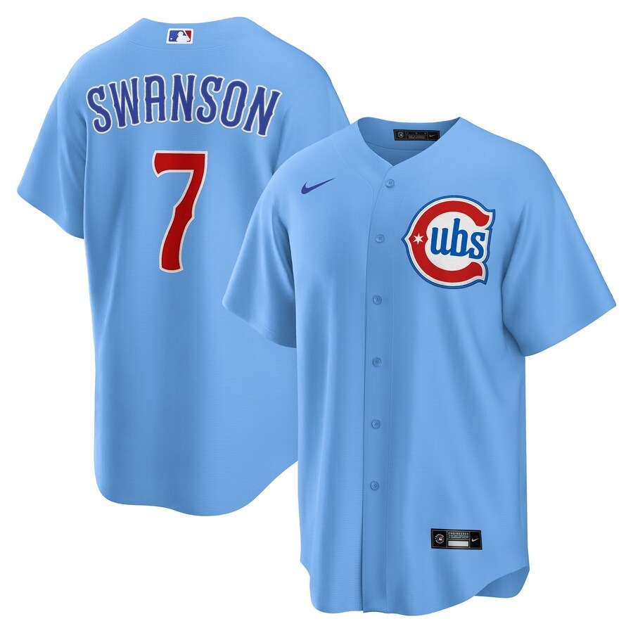 Men's Chicago Cubs Dansby Swanson Nike Blue 2nd Alternate Replica Player Jersey