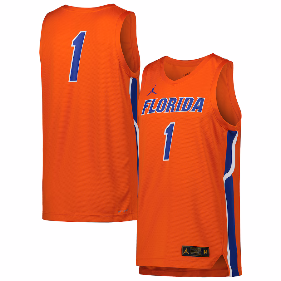 Men's Jordan Brand #1 Orange Florida Gators Team Replica Basketball Jersey