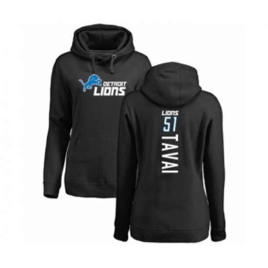 Football Women's Detroit Lions #51 Jahlani Tavai Black Backer Pullover Hoodie