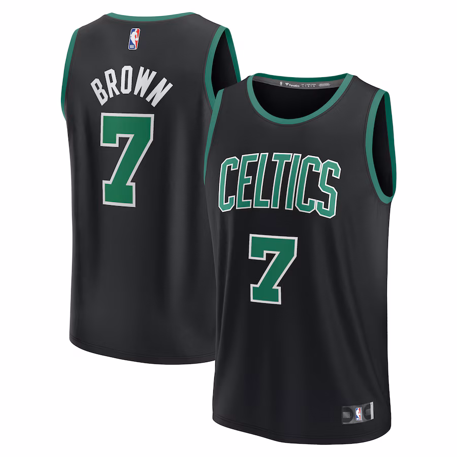 Men's Boston Celtics Jaylen Brown Fanatics Black Fast Break Replica Player Jersey - Statement Edition