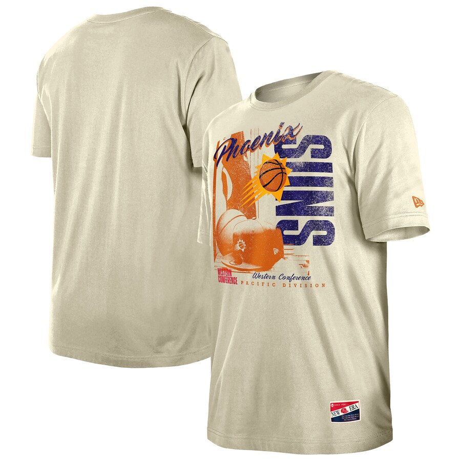 Men's Phoenix Suns  New Era Cream Distressed Throwback Vintage Color Pack T-Shirt