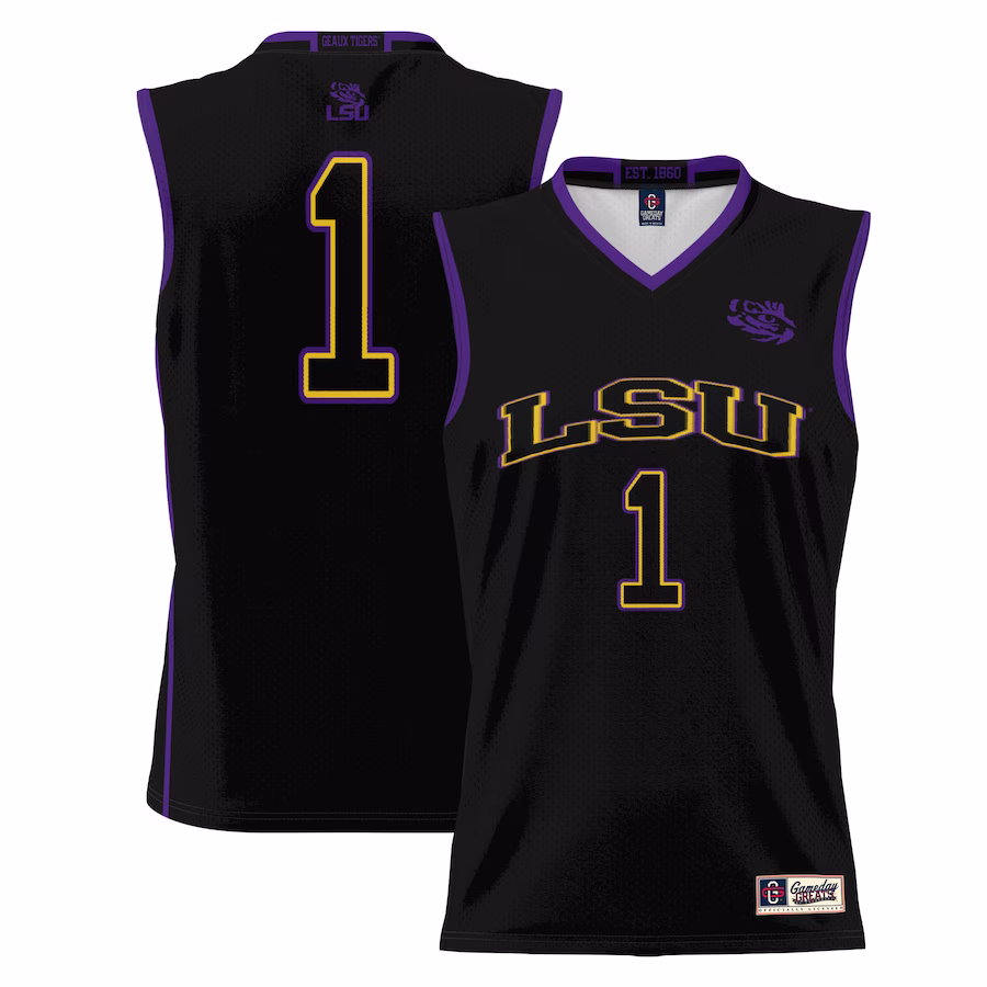 #1 LSU Tigers GameDay Greats Youth Lightweight Basketball Jersey - Black