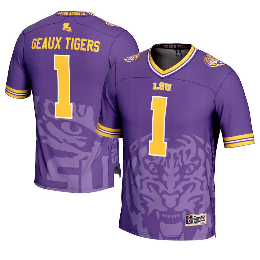 Youth GameDay Greats #1 Purple LSU Tigers Icon Print Football Fashion Jersey