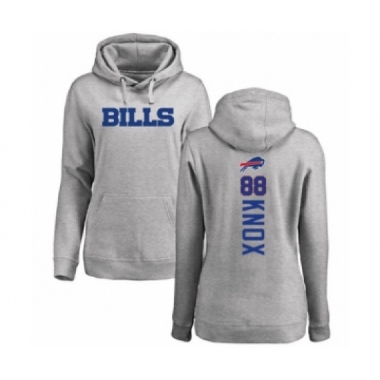 Football Women's Buffalo Bills #88 Dawson Knox Ash Backer Pullover Hoodie