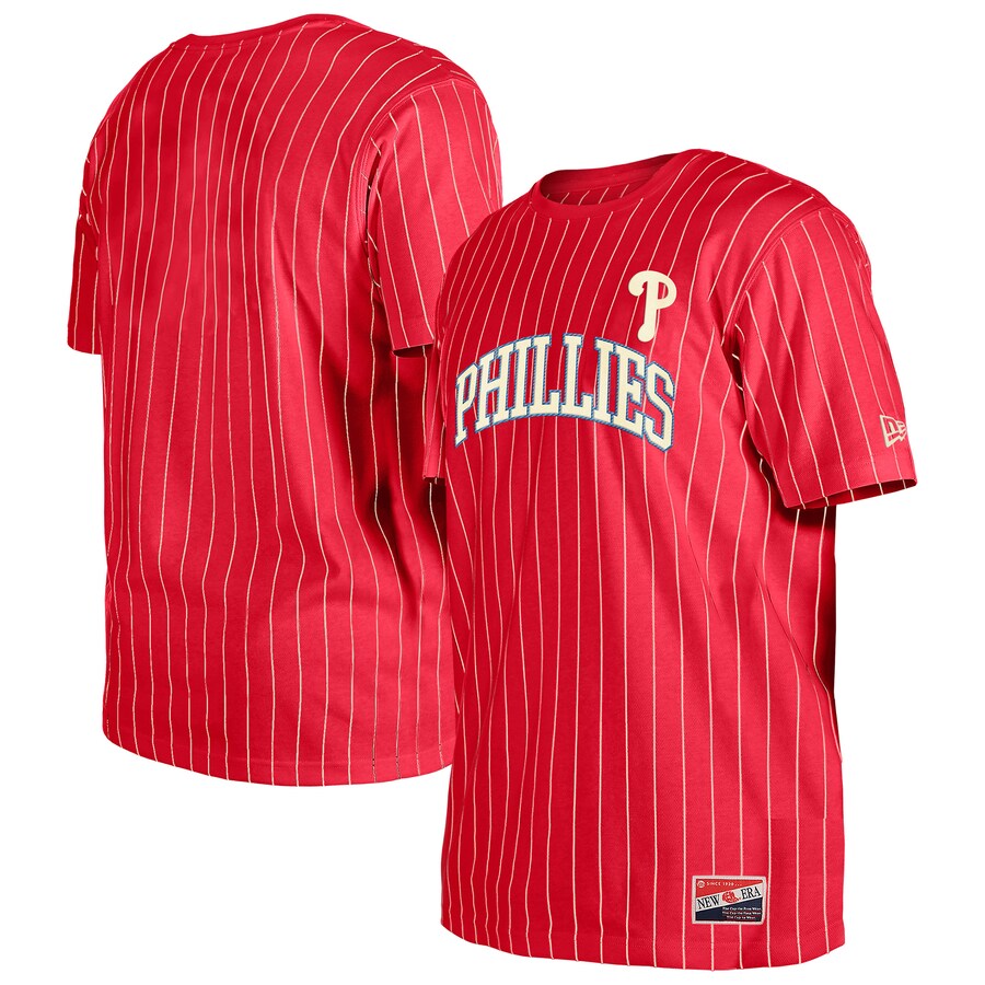 Men's Philadelphia Phillies New Era Red Throwback Pinstripe T-Shirt