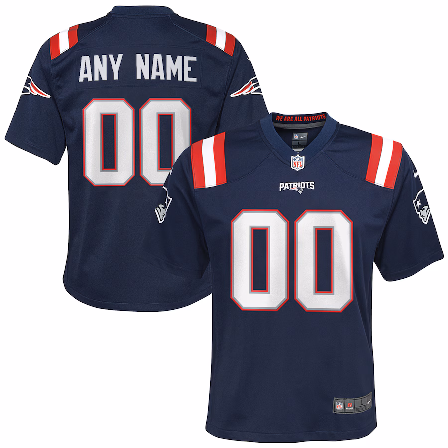 Youth New England Patriots Nike Navy Custom Game Jersey