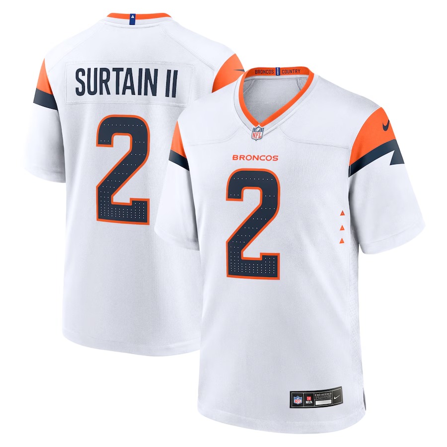 Men's Denver Broncos Patrick Surtain II Nike White Mile High Collection Game Jersey