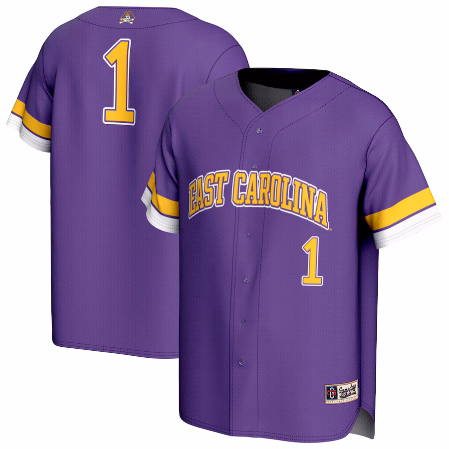 Unisex GameDay Greats #1 Purple ECU Pirates Lightweight Collegiate Baseball Fashion Jersey