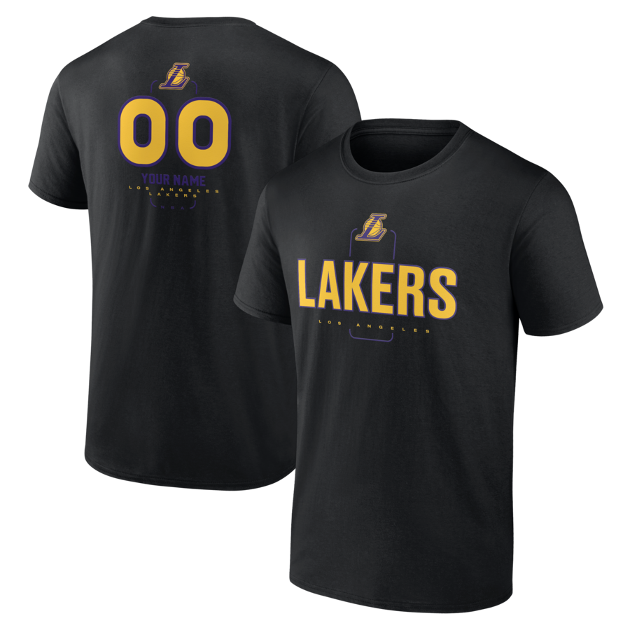 Men's Los Angeles Lakers Black Personalized Name & Number Midfielder T-Shirt