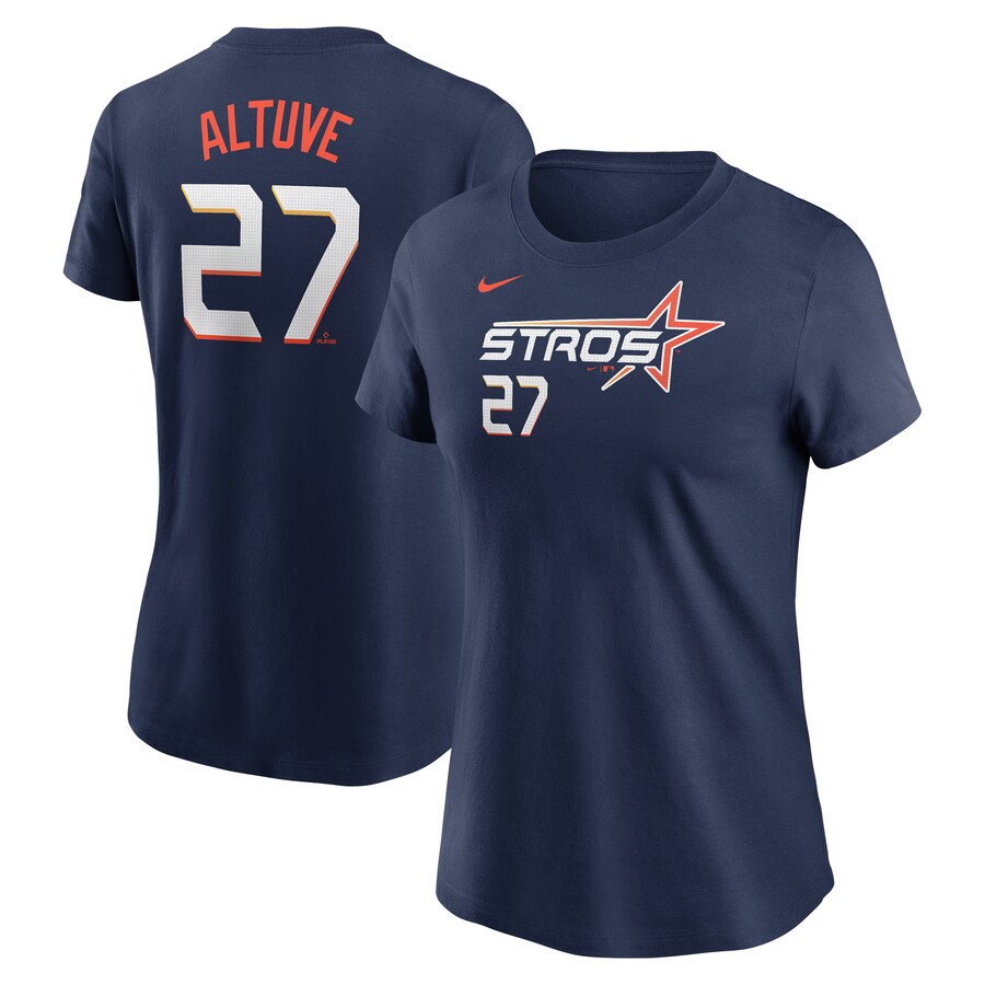 Women's Houston Astros Jose Altuve Nike Navy 2025 City Connect Fuse Name & Number T-Shirt