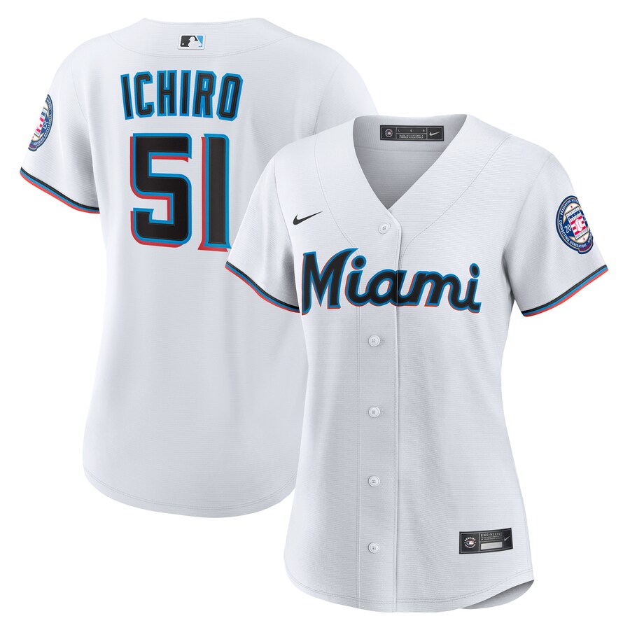 Women's Miami Marlins Ichiro Suzuki Nike White 2025 Baseball Hall of Fame Replica Jersey