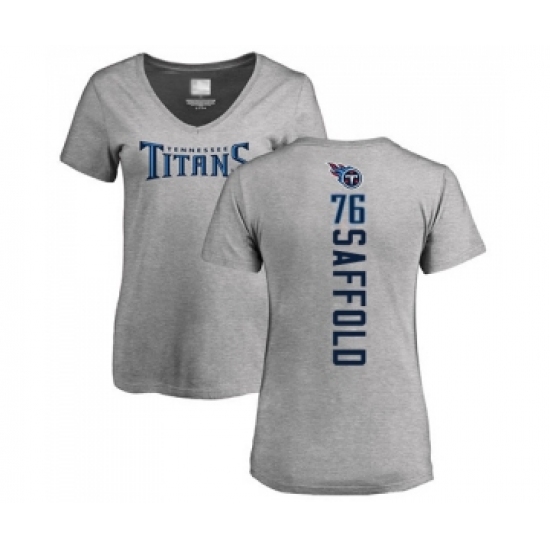 Football Women's Tennessee Titans #76 Rodger Saffold Ash Backer T-Shirt