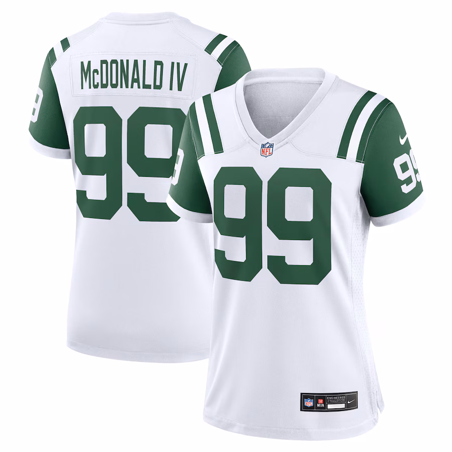 Women's New York Jets Will McDonald IV Nike White Classic Alternate Player Game Jersey