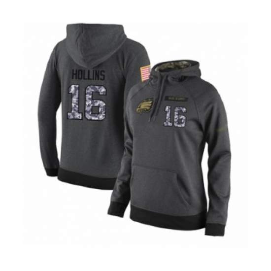 Football Women's Philadelphia Eagles #16 Mack Hollins Stitched Black Anthracite Salute to Service Player Performance Hoodie
