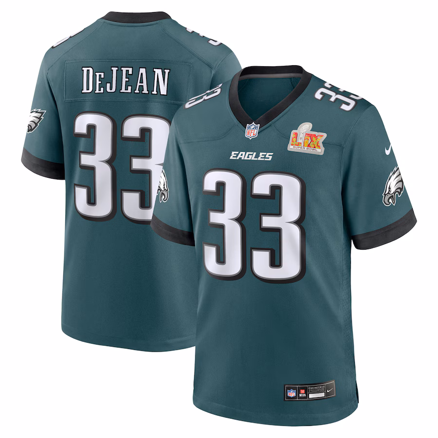 Men's Philadelphia Eagles Cooper DeJean Nike Midnight Green Super Bowl LIX Game Player Jersey