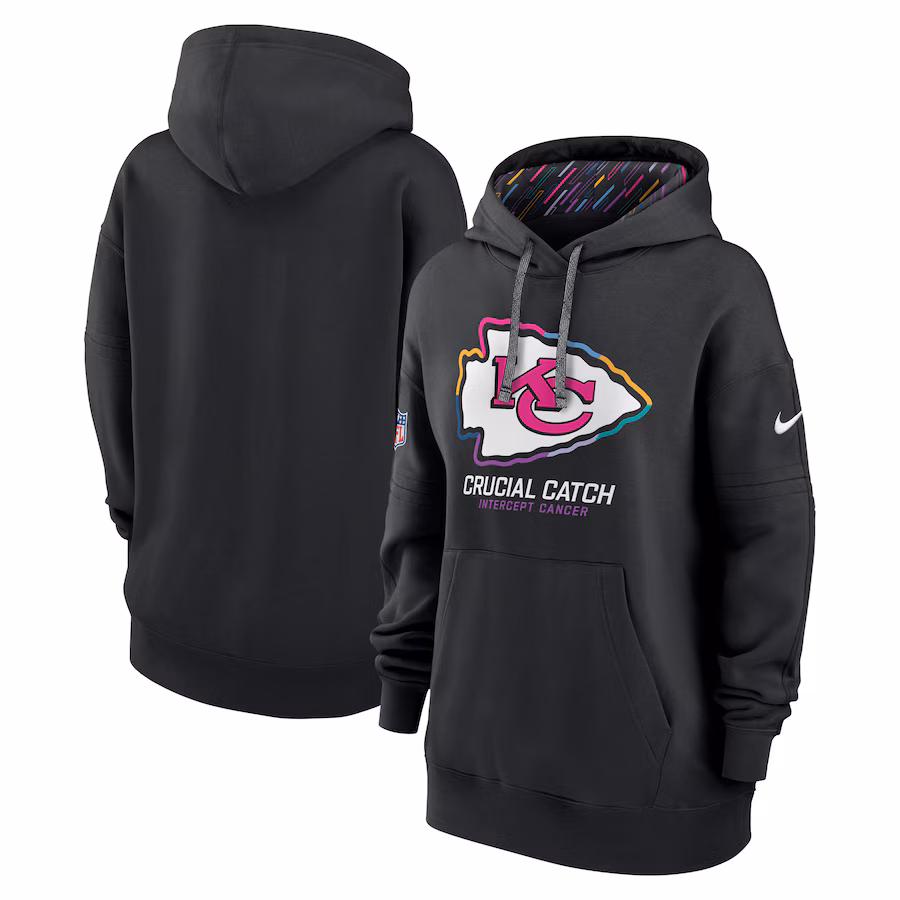 Women's Kansas City Chiefs  Nike Black 2024 NFL Crucial Catch Club Pullover Hoodie