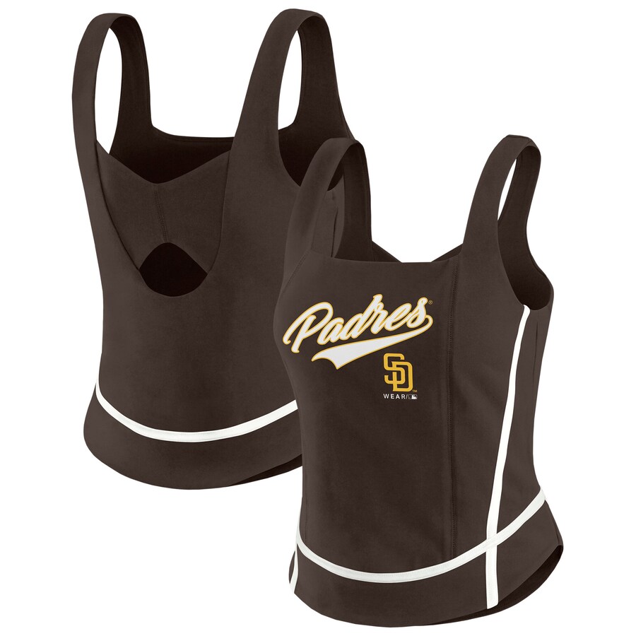 Women's San Diego Padres WEAR by Erin Andrews Brown Square Neck Tank Top