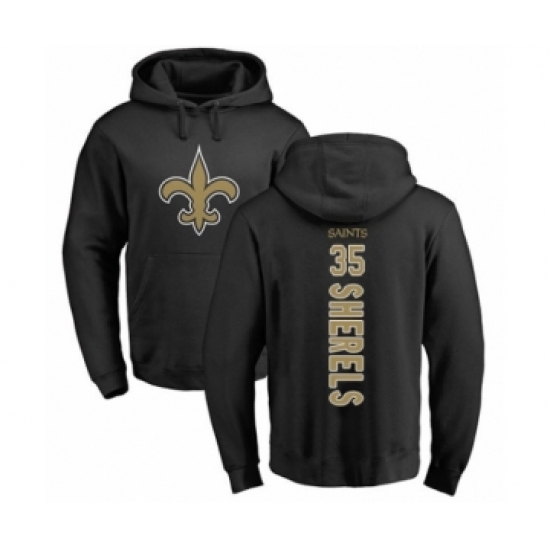 Football New Orleans Saints #35 Marcus Sherels Black Backer Pullover Hoodie
