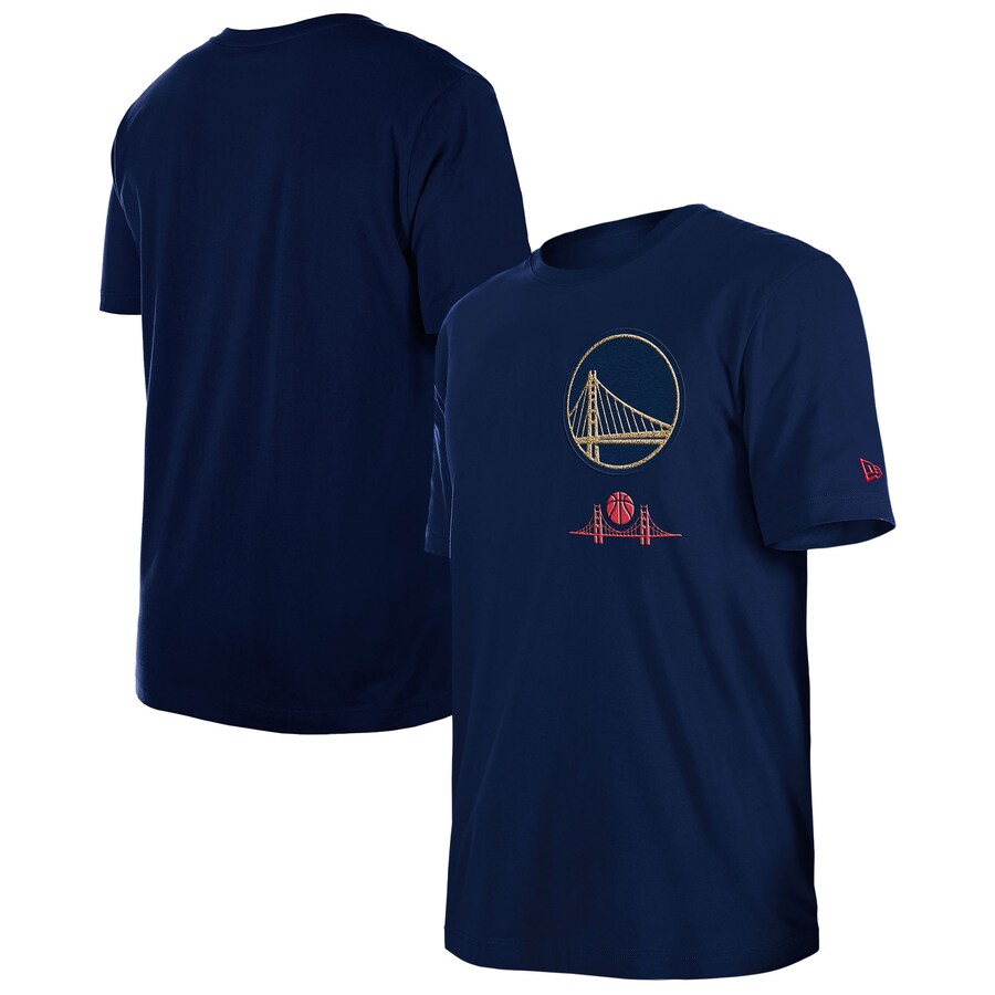 Men's Golden State Warriors  New Era Navy 2024/25 City Edition Chenille Heavyweight T-Shirt