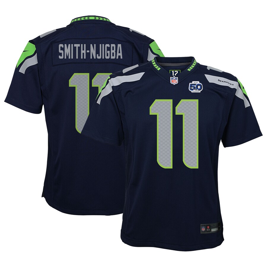 Youth Seattle Seahawks Jaxon Smith-Njigba Nike College Navy 50th Season Game Jersey