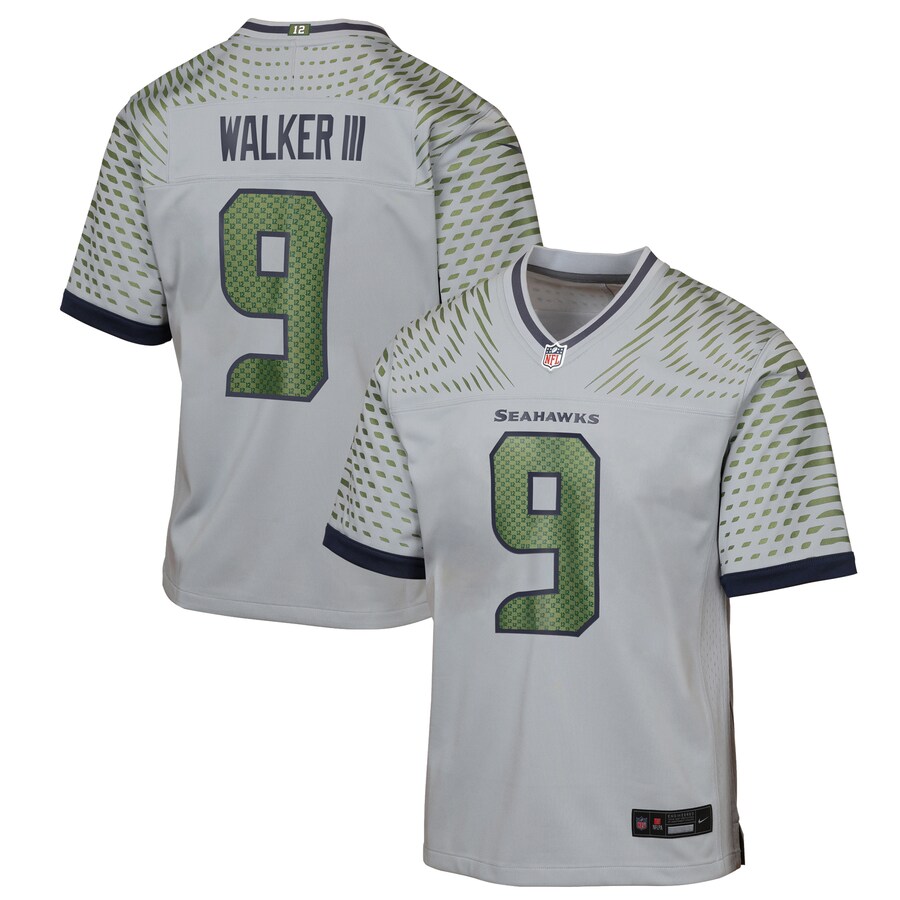 Youth Seattle Seahawks Kenneth Walker III Nike Wolf Gray 2025 Rivalries Collection Game Jersey