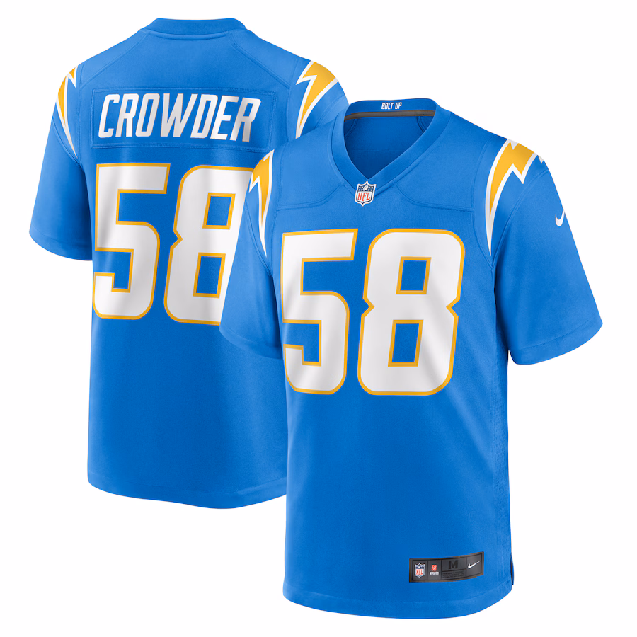Men's Los Angeles Chargers Tae Crowder Nike Powder Blue Team Game Jersey