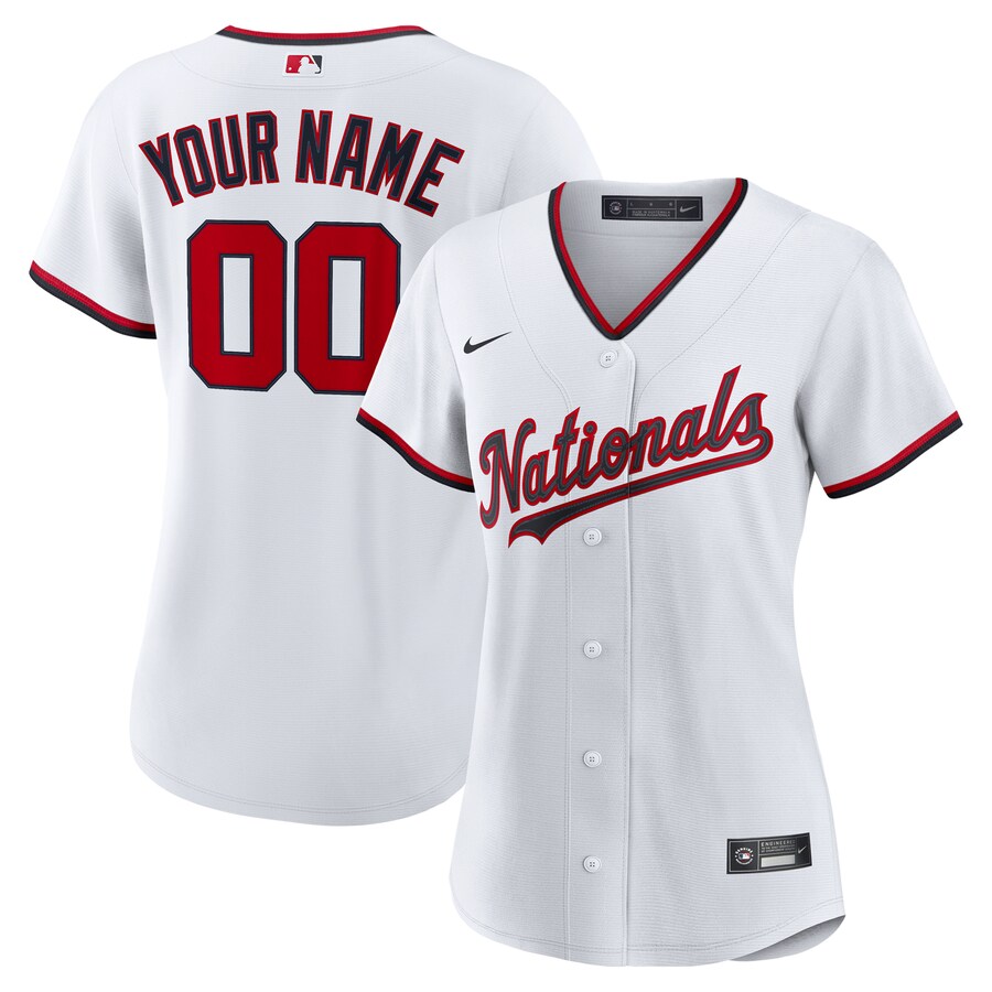 Women's Washington Nationals Nike White Home Custom Replica 2.0 Jersey