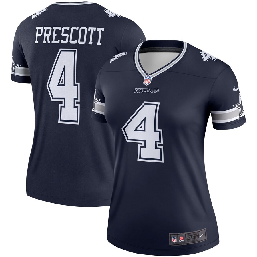 Women's Dallas Cowboys Dak Prescott Nike Navy Legend Player Performance Top